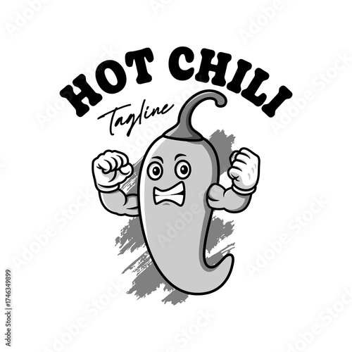 Hot chili art logo vector design monochrome
