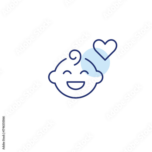 Infant baby boy and heart. Childcare and parenting. Kid safe products. Pixel perfect, editable stroke vector icon