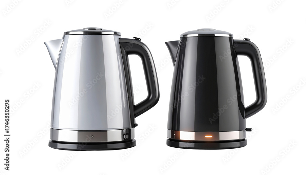 Fototapeta premium Electric glass kettle with illuminated temperature gauge, isolated on transparent background