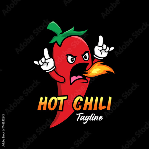 Hot chili art logo vector design