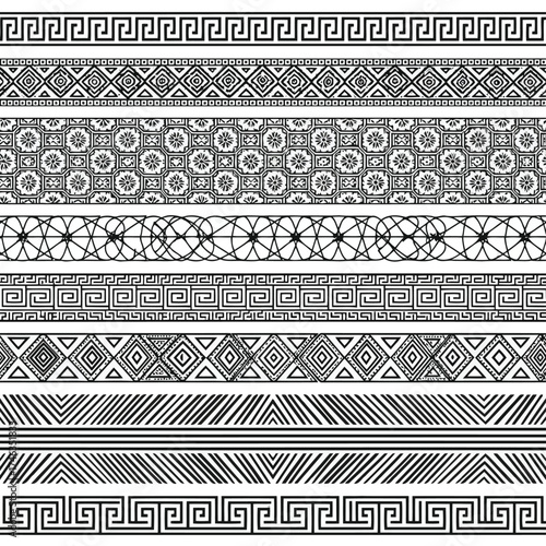 Vector illustration of set of decorative borders and patterns