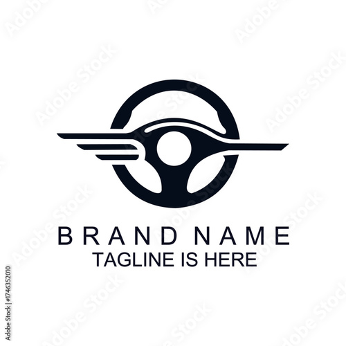 Fast Driving Logo with Steering Wheel