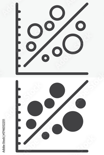 Scatter plot line and solid icon set pack, different style
