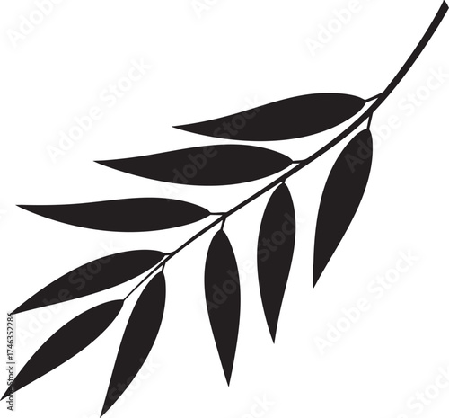 Willow Branch Leaf Silhouette | Black Vector Illustration Design