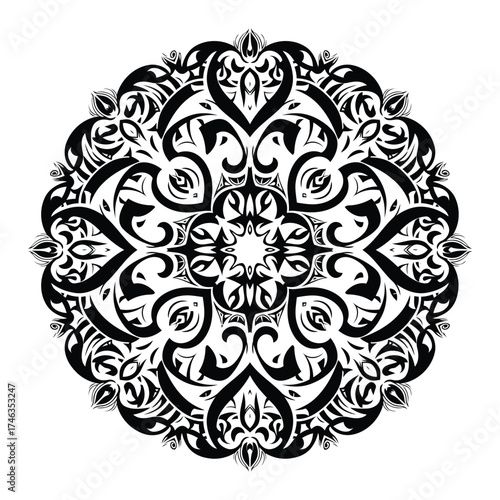 Vector illustration of intricate black mandala pattern