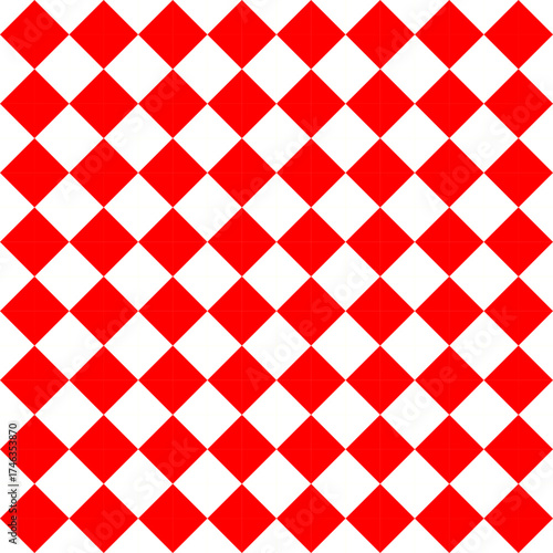 Christmas red rhombuses pattern.Diamond or Harlequin seamless background.Circus backdrop.Wrapping papers or fabric.Lozenge red texture.Xmas red plaid texture.Vector illustration.