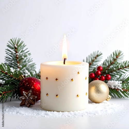 Generated image Christmas candle on a white background without shadows