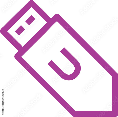 Vector line art icon of a pen drive, outline vector