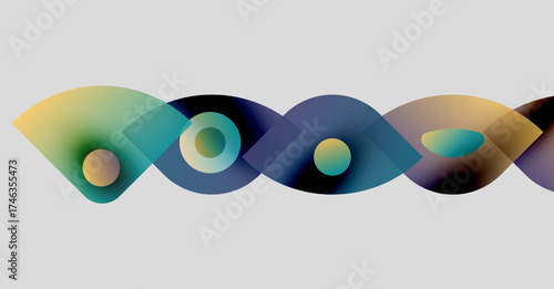 Abstract design features overlapping colorful circles, creating wavelike pattern. Gradient hues blend smoothly, offering modern aesthetic.