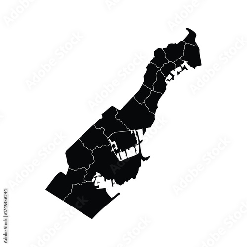 Vector illustration of map of monaco divided into regions