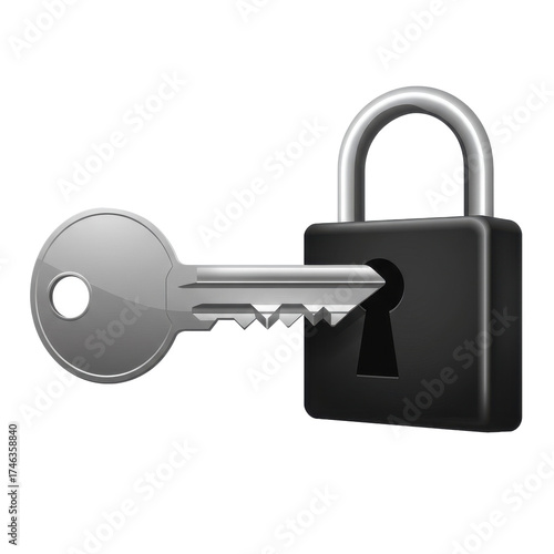 A close-up image of a key inserted into a black padlock, symbolizing security.