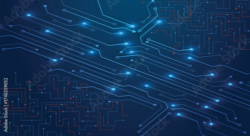 Abstract blue circuit board technology design