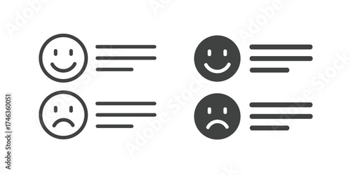 Happy and Sad Face Emoticon Feedback Icon. Line and glyph solid icon