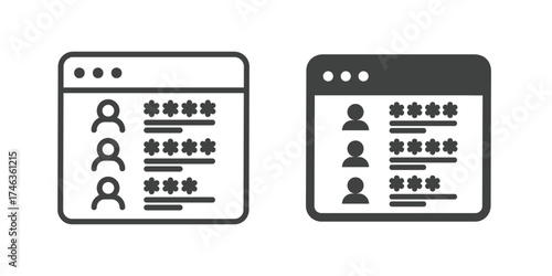 User Passwords and Security List Interface Icon. Line and glyph solid icon