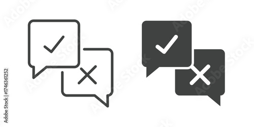 Approved Rejected Discussion Speech Bubble Icon. Line and glyph solid icon