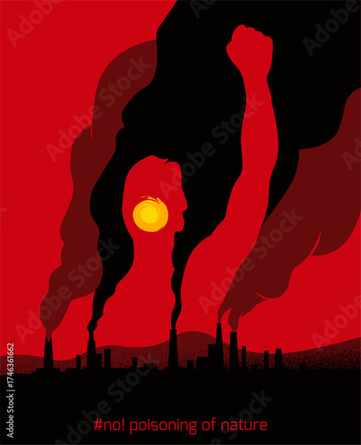 Poster on the topic of poisoning nature with harmful exhaust