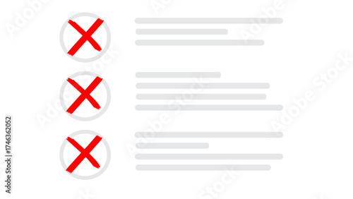 Three options marked with a red X, signifying choice rejection on a black backdrop.