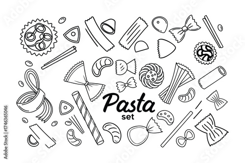Hand Drawn Pasta Set – Vintage Line Art Illustration