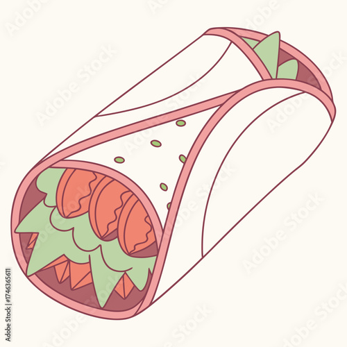 Deliciously illustrated burrito with fresh ingredients