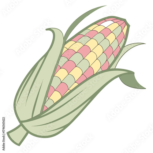 Colorful Corn on the Cob Illustration