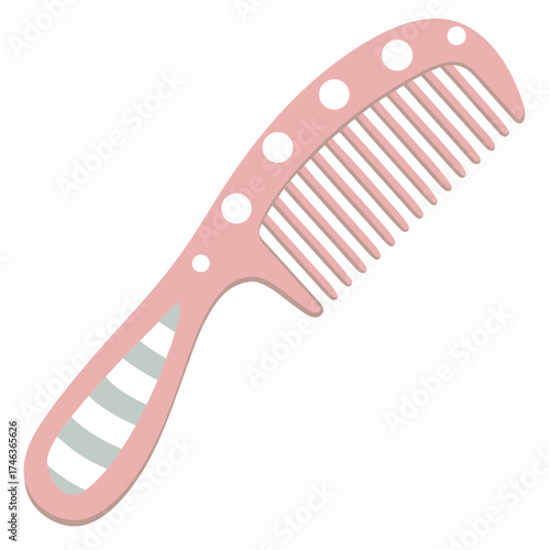 Pink comb with a handle and bristles isolated on background