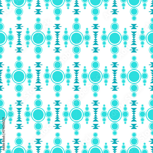 Seamless Pattern Of Repeating Turquoise Circles And Geometric Shapes Against A Transparent Background Creating An Abstract Design