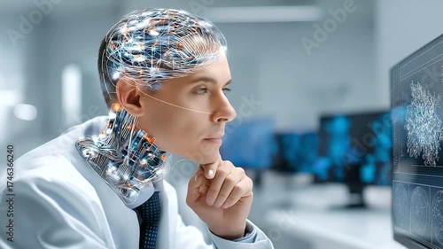 Cognitive Computing Architecture Mediterranean Cognitive Engineer Designs Human-Like AI Processing Units on Consciousness Simulation Screen. Using Cognitive Analytics Platform He