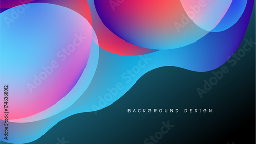 Abstract fluid shapes, vibrant colors blend. Gradient overlays dark background. Modern design element, smooth transitions create visual interest.