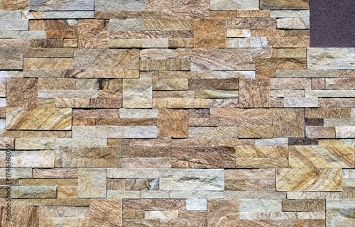 Wallpaper Mural Elegant wall stone covering made of bricks and cubes. Colors are yellow, brown, white and gray Background and texture. Torontodigital.ca
