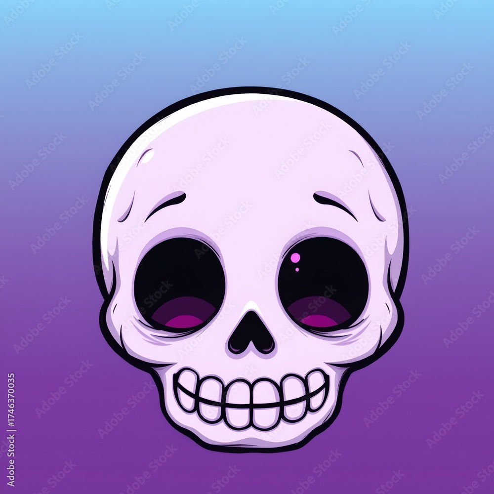 Fototapeta premium Playful Cartoon Skull Against Colorful Gradient