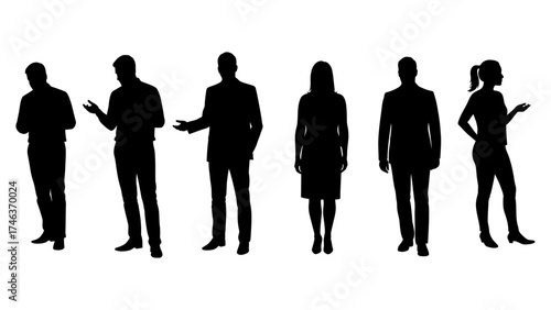 Set of business people vector silhouettes.