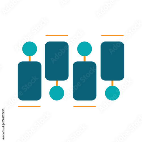 Clean vertical infographic layout featuring circular and rectangular elements connected by lines, ideal for explaining step-by-step processes or organizational structures.