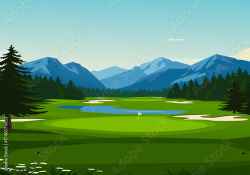 Beautiful vector illustration capturing a warm and peaceful sunset over golden fields, with silhouetted trees and reeds, highlighting a tranquil natural landscape