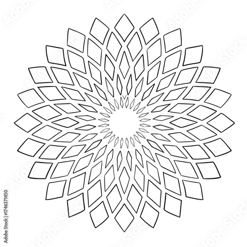 Minimalist geometric floral pattern design, abstract flower vector illustration, diamond shapes, radial symmetry art design vacter Vacter