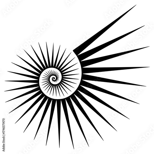 Minimalist abstract spiral design black and white vector illustration geometric art graphic element modern shape pattern 100 vacter Vacter
