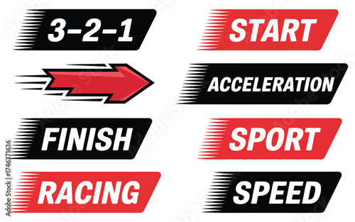 Checkered patterns and motocross labels for automotive competition