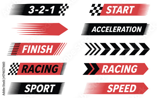 Race car decals, stickers, and high-speed racing stripes