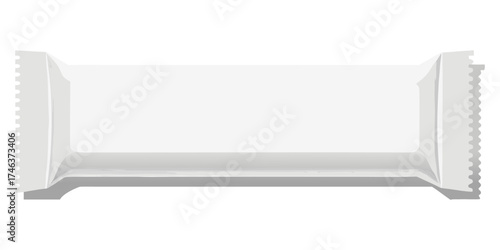 Blank Snack Bar Packaging Mockup – White Foil Wrapper Isolated on Transparent Background.