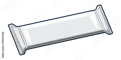 Blank Snack Bar Packaging Mockup – White Foil Wrapper Isolated on Transparent Background.