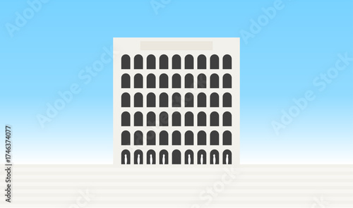 Illustrazione vettoriale del Palazzo della Civiltà Italiana a Roma