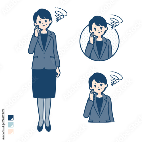 ビジネスミドル女性が困っているイラスト