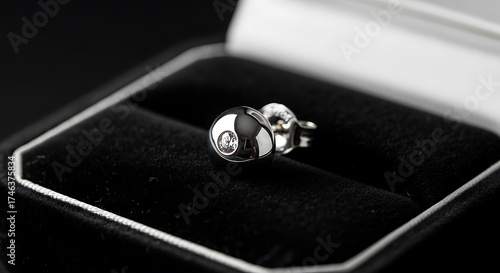 Elegant single stud earring displayed in a luxurious jewelry box