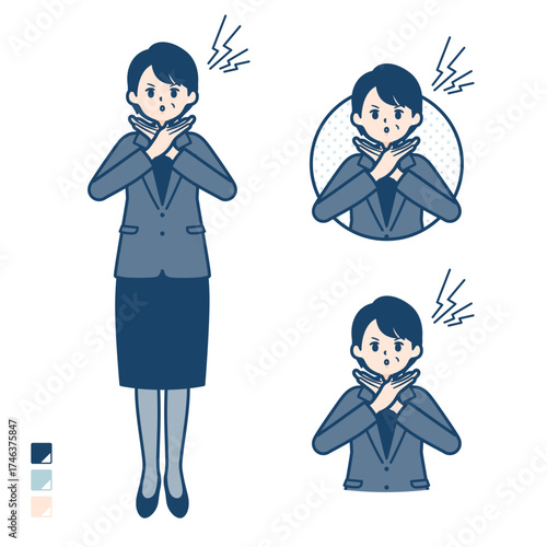 ビジネスミドル女性が腕でばってんを作っているイラスト