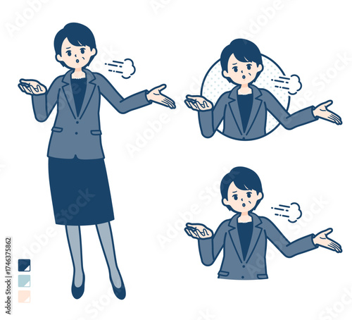 ビジネスミドル女性が落胆しているイラスト