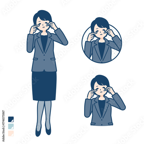 ビジネスミドル女性が泣いているイラスト