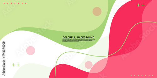 Abstract green and pink fluid wave pattern forms on a white background. Trendy fluid banner design concept. Vector eps10