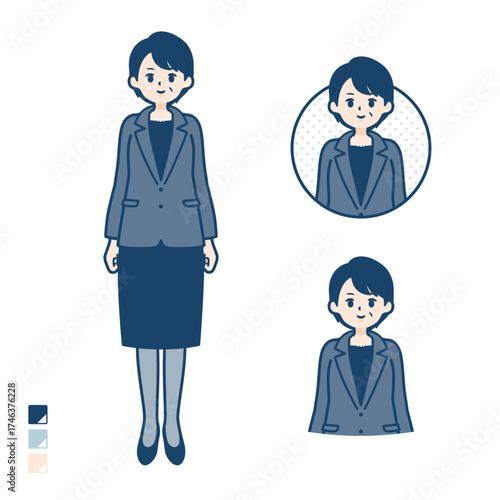 ビジネスミドル女性が微笑んでいるイラスト