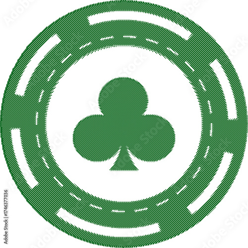 Casino chip game coin. Token for poker. Blackjack coin. Equipment of top gambling. Graphic for bet of roulette. 