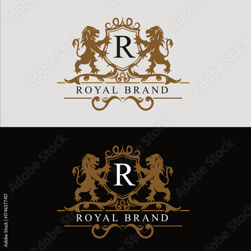 Lion crest logo design for hotel and real estate brand identity