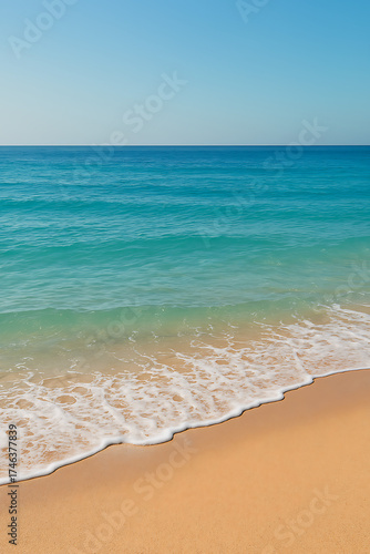 Tropical Beach with Turquoise Water and Gentle Waves sand ocean isolated on a transparent background